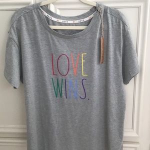 Rae Dunn 1X tshirt Love Wins gray NWT new with tag